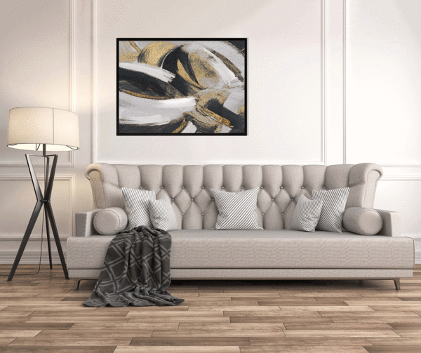 9926 Golden Swirls framed canvas