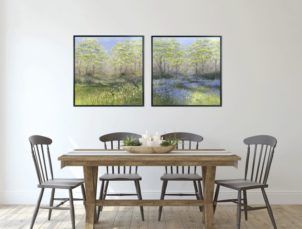 9948 A&B Summer Wood & Spring Wood Framed canvases by Diane Demirci
