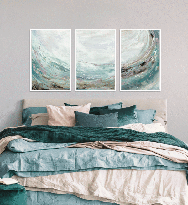 9998 Rhythmic Waters Triptych Framed Canvas by Tom Reeves